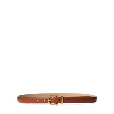 Ralph Lauren Nappa Leather Skinny Belt Saddle