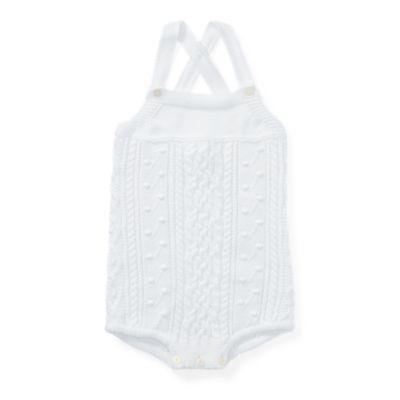 Ralph Lauren Aran-knit Cotton Shortall Warm White 9m