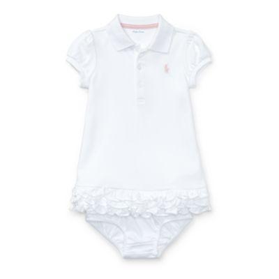 Ralph Lauren Ruffled Polo Dress & Bloomer White 3m