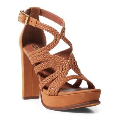 Ralph Lauren Aleena Braided Nubuck Sandal Polo Tan