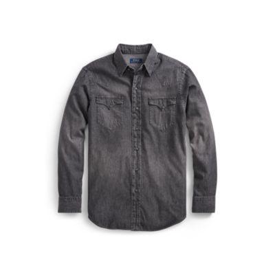 Ralph Lauren Classic Fit Chambray Shirt Grey/natural