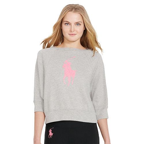 Ralph Lauren Pink Pony Pink Pony Cropped Sweatshirt Heather Grey