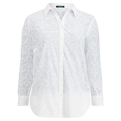Ralph Lauren Lauren Woman Eyelet Cotton Shirt White