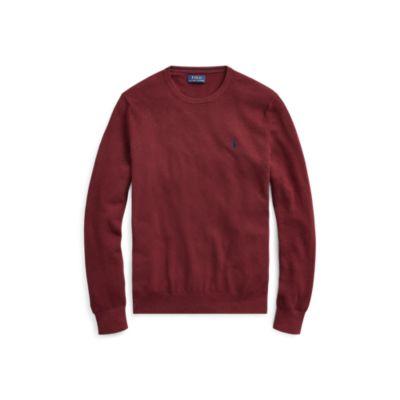 Ralph Lauren Textured-knit Cotton Sweater Classic Wine Heather