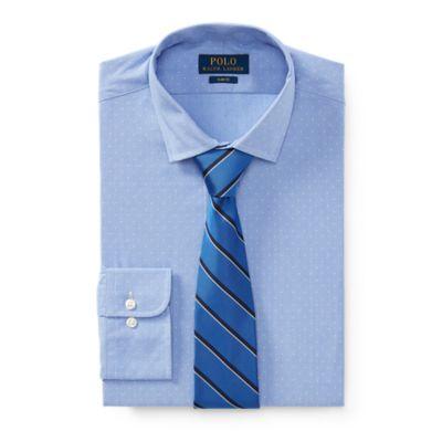 Ralph Lauren Slim Fit Patterned Dobby Shirt 2291 Sky Blue/white