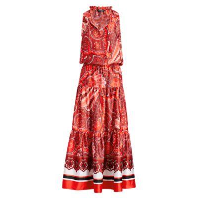 Ralph Lauren Twill Maxidress Red Multi