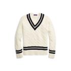 Ralph Lauren Wool-cashmere Cricket Sweater Cream W/ Chairman Navy