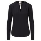 Ralph Lauren Lauren Crepe De Chine Long-sleeve Top Polo Black