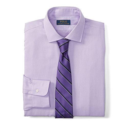 Polo Ralph Lauren Slim-fit Dobby Dress Shirt 1052a Purple/white