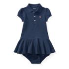 Ralph Lauren Cotton Polo Dress & Bloomer Indigo Blue Heather 3m