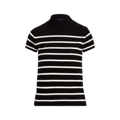 Ralph Lauren Striped Mockneck Sweater Black/cream