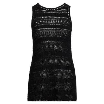Ralph Lauren Crocheted Cotton Tunic Top Black