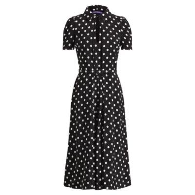 Ralph Lauren Marielle Polka-dot Silk Dress Black/white