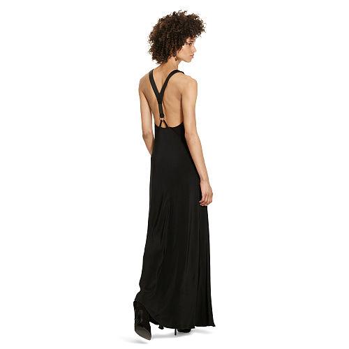 Polo Ralph Lauren Leather-trim Silk Maxidress Polo Black