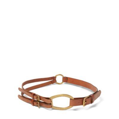 Ralph Lauren Tri-strap Leather Belt Tan