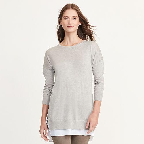 Ralph Lauren Lauren Layered Long-sleeve Sweater Platinum Heather