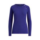 Ralph Lauren Button-trim Cotton Top Empress Blue
