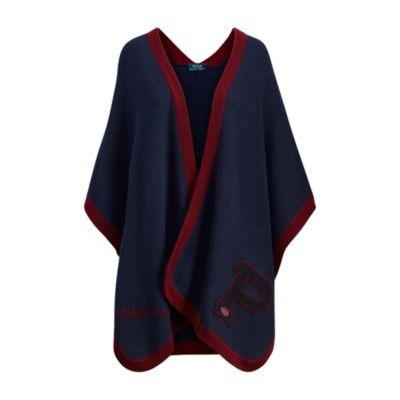 Ralph Lauren Cashmere-blend Poncho Navy/wine