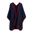 Ralph Lauren Cashmere-blend Poncho Navy/wine