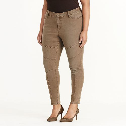 Ralph Lauren Lauren Woman Stretch Skinny Moto Jean Aztec Brown