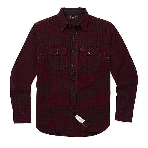 Ralph Lauren Rrl Checked Cotton-wool Workshirt Red