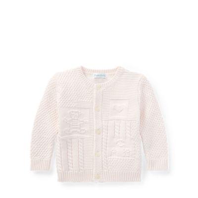 Ralph Lauren Contrast-knit Cotton Cardigan Delicate Pink 12m