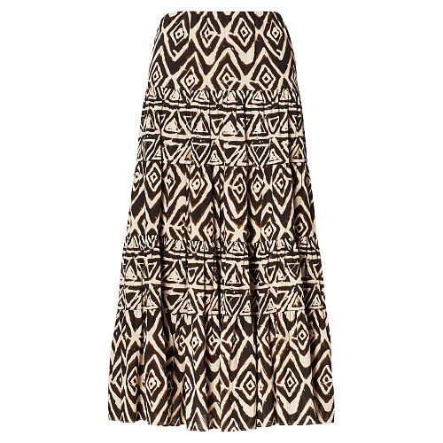 Ralph Lauren Lauren Petite Geometric Cotton Maxiskirt Multi