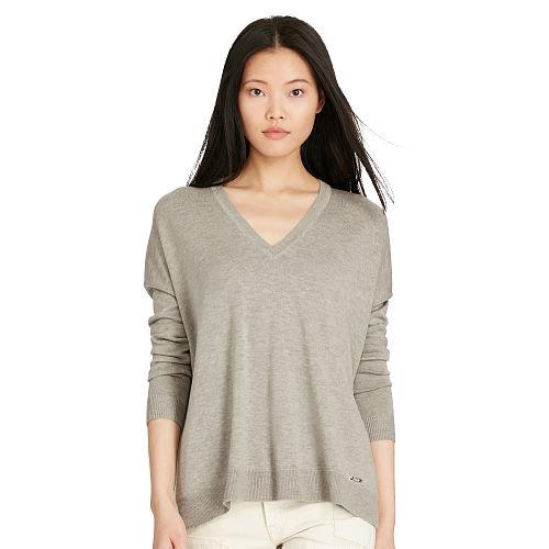 Polo Ralph Lauren Cotton-blend V-neck Sweater Regent Heather