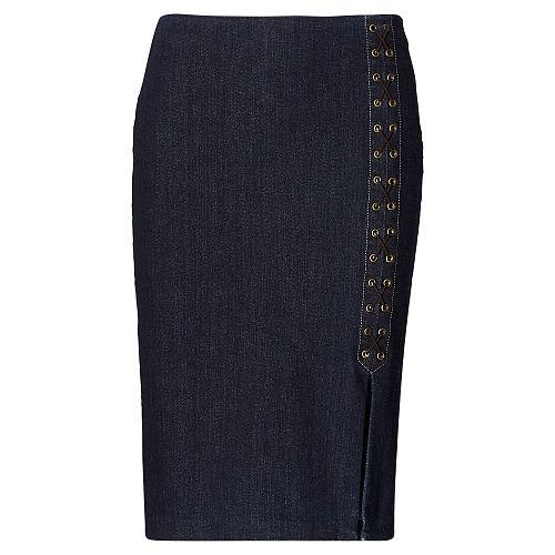 Ralph Lauren Lauren Lace-up Denim Pencil Skirt Rinse Indigo