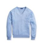 Ralph Lauren Cotton V-neck Sweater Campus Blue Heather 4x Big