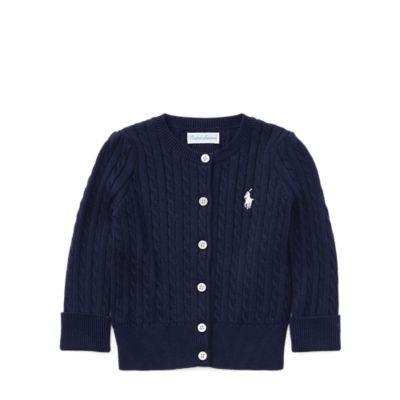 Ralph Lauren Cable-knit Cotton Cardigan Navy 9m