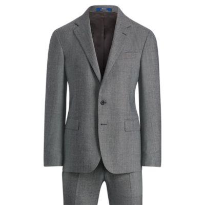 Ralph Lauren Polo Wool Birdseye Suit Black And Grey