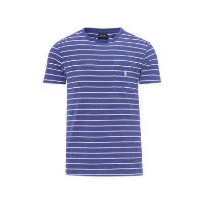 Ralph Lauren Custom Fit Cotton T-shirt Yale Blue/white