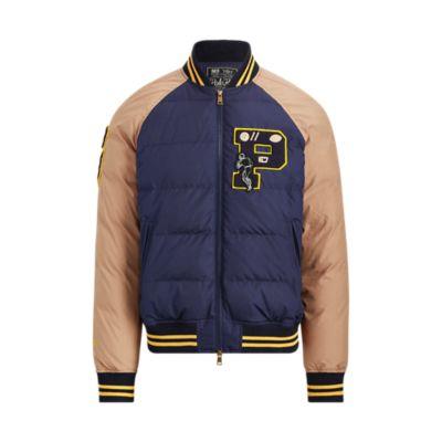 Ralph Lauren Down Letterman Jacket Aviator Navy/regiment Kha 3x Big