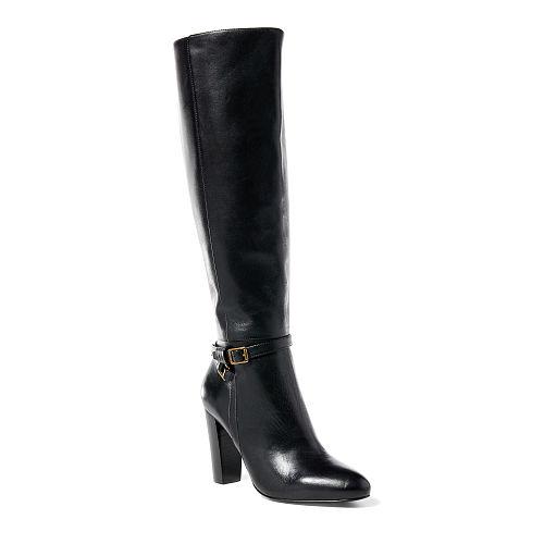 Ralph Lauren Lauren Valli Burnished Calfskin Boot Black