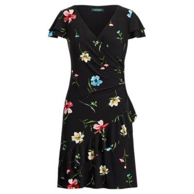 Ralph Lauren Floral-print Jersey Dress Blk/mauve/multi 2p