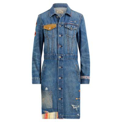 Ralph Lauren Embroidered Denim Dress Dark Indigo