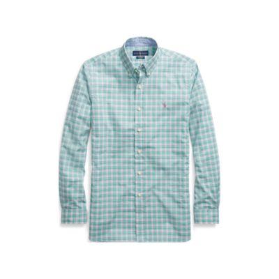 Ralph Lauren Classic Fit Plaid Poplin Shirt Vine Green/magenta Multi 2x Big