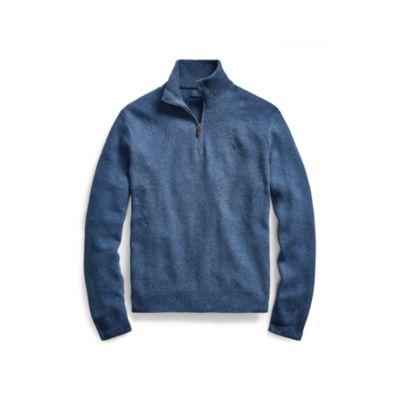 Ralph Lauren Tussah Silk Half-zip Sweater Derby Blue Heather