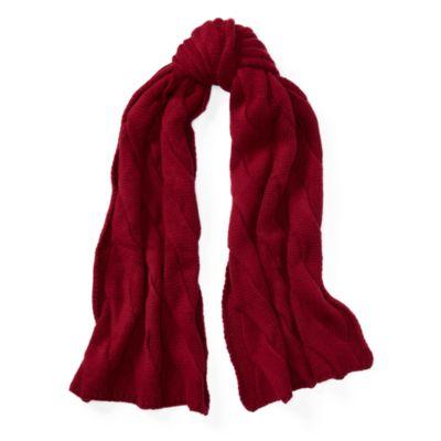 Ralph Lauren Rope Cable-knit Wool Scarf Wine