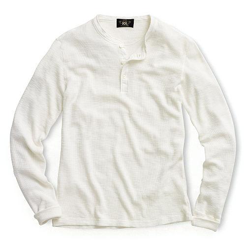 Ralph Lauren Rrl Long-sleeved Waffle Henley Paper White