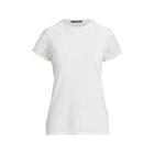 Ralph Lauren Tulle-sleeve Jersey Top White Sp