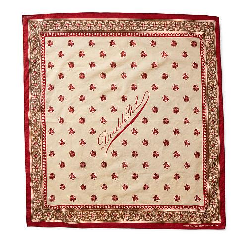 Ralph Lauren Rrl Paisley Cotton Scarf Red Brown Cream