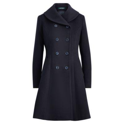 Ralph Lauren Wool Fit-and-flare Coat Regal Navy