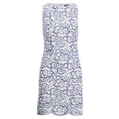 Ralph Lauren Floral Lace Sheath Dress White/blu