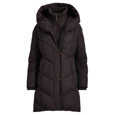 Ralph Lauren Hooded Down Toggle Coat Black