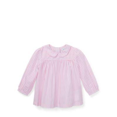 Ralph Lauren Bengal-stripe Cotton Top Powder Pink/white 12m