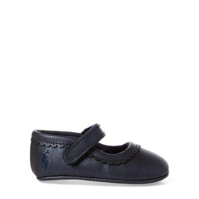 Ralph Lauren Faux-leather Mary Jane Sneaker Navy Smooth 0 (0-6 Wks)