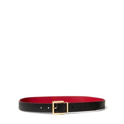 Ralph Lauren Dryden Reversible Leather Belt Black/crimson