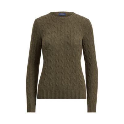 Ralph Lauren Slim Cable Cashmere Sweater Loden Heather